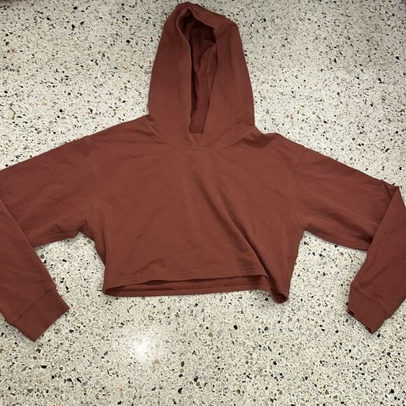 Lululemon All Yours cropped crop sweatshirt hoodie hooded clay rust 6 small 4 - Picture 3 of 6